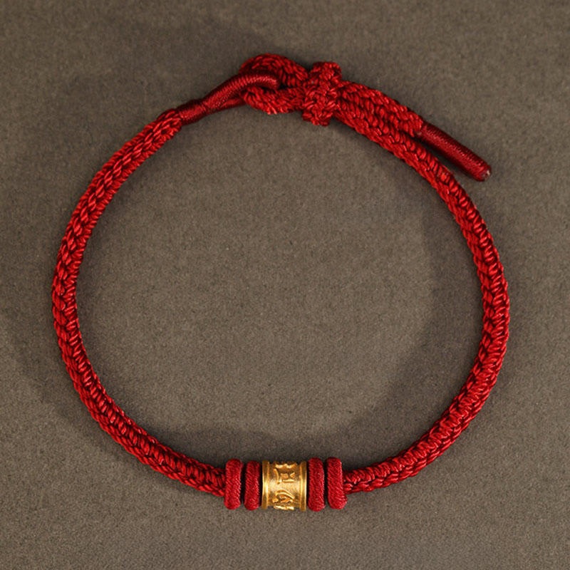 Fortune Jewel Tibet Handmade 999 Gold Om Mani Padme Hum Luck Protection Bracelet - Fortune Jewel