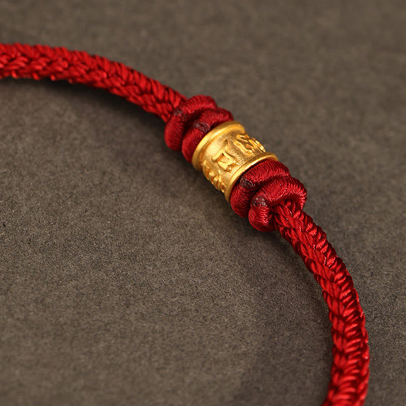 Fortune Jewel Tibet Handmade 999 Gold Om Mani Padme Hum Luck Protection Bracelet - Fortune Jewel