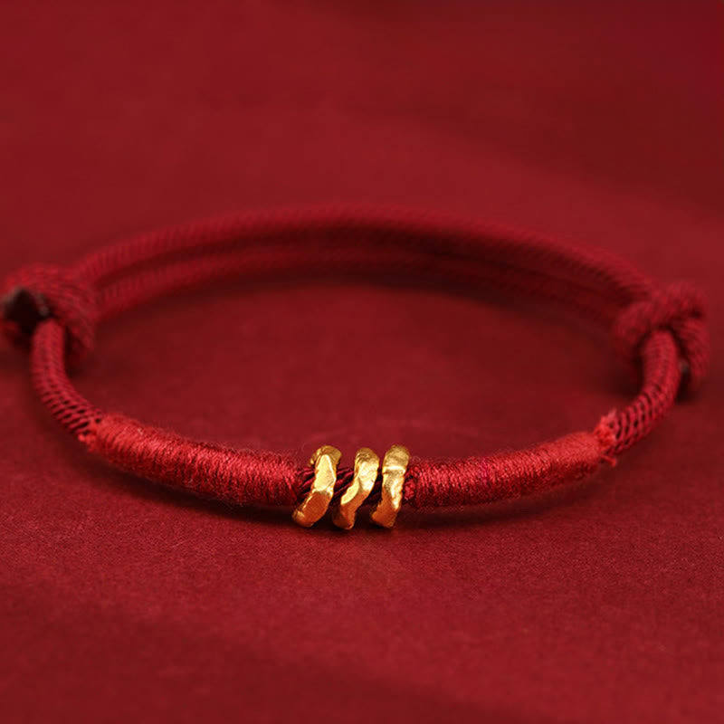 Fortune Jewel 999 Gold Ring Design Handmade Luck Braided Red Rope Bracelet Anklet - Fortune Jewel
