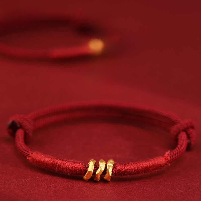 Fortune Jewel 999 Gold Ring Design Handmade Luck Braided Red Rope Bracelet Anklet - Fortune Jewel