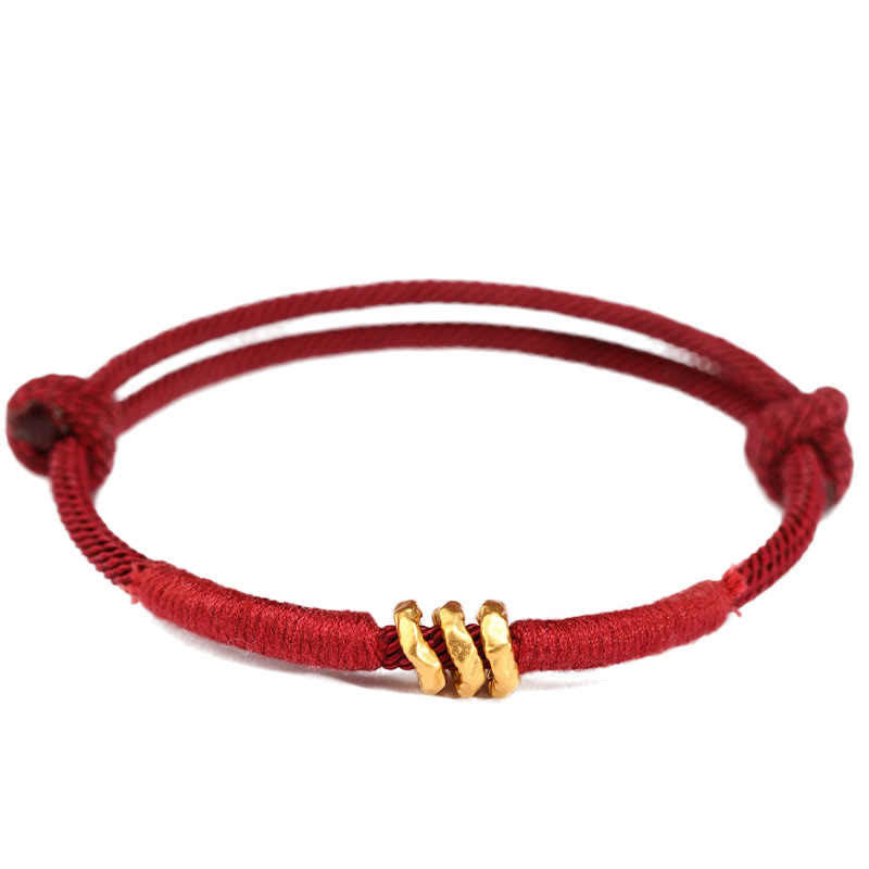 Fortune Jewel 999 Gold Ring Design Handmade Luck Braided Red Rope Bracelet Anklet - Fortune Jewel