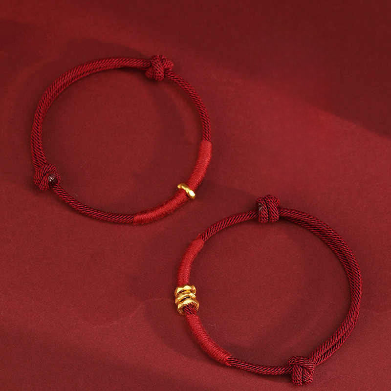Fortune Jewel 999 Gold Ring Design Handmade Luck Braided Red Rope Bracelet Anklet - Fortune Jewel