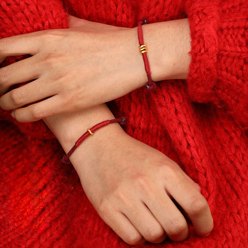 Fortune Jewel 999 Gold Ring Design Handmade Luck Braided Red Rope Bracelet Anklet - Fortune Jewel