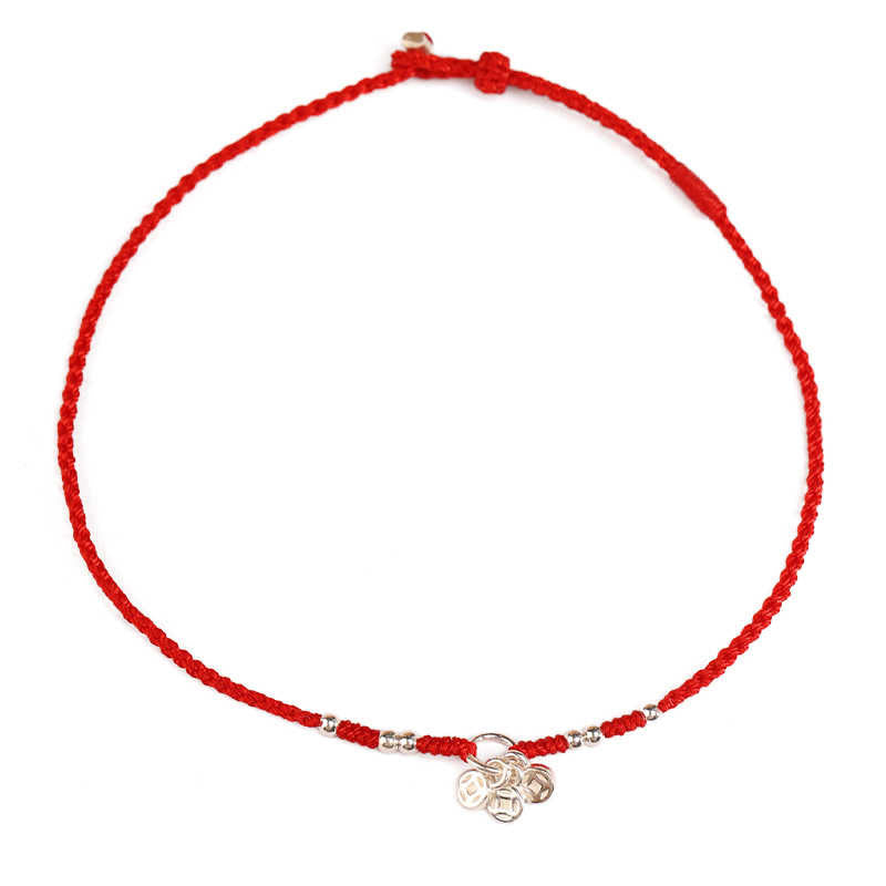 Fortune Jewel Handcrafted 925 Sterling Silver Copper Coins Design Protection Strength Ultra-Thin Bracelet Anklet - Fortune Jewel