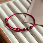 Fortune Jewel Handmade Cinnabar Beads Calm Blessing Braided Rope Bracelet - Fortune Jewel