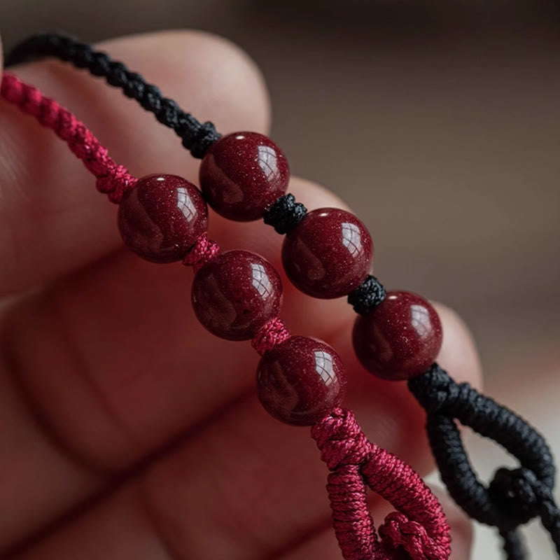 Fortune Jewel Handmade Cinnabar Beads Calm Blessing Braided Rope Bracelet - Fortune Jewel