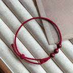 Fortune Jewel Handmade Cinnabar Beads Calm Blessing Braided Rope Bracelet - Fortune Jewel