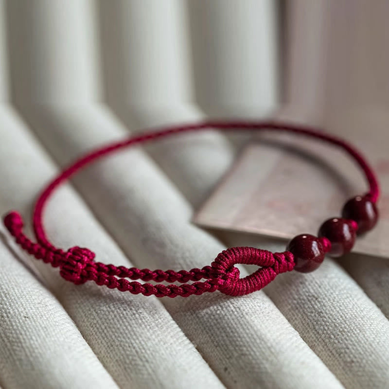 Fortune Jewel Handmade Cinnabar Beads Calm Blessing Braided Rope Bracelet - Fortune Jewel