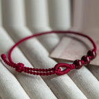 Fortune Jewel Handmade Cinnabar Beads Calm Blessing Braided Rope Bracelet - Fortune Jewel