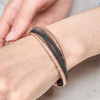 Buddha Stones Retro Textured Flower Pattern Twisted Copper Balance Luck Open Cuff Bracelet Bangle - Fortune Jewel