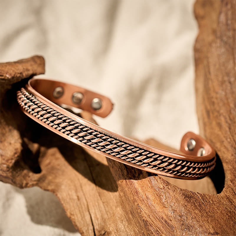 Fortune Jewel Simple Twisted Design Copper Balance Luck Open Cuff Bracelet Bangle - Fortune Jewel