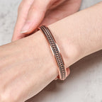 Fortune Jewel Simple Twisted Design Copper Balance Luck Open Cuff Bracelet Bangle - Fortune Jewel