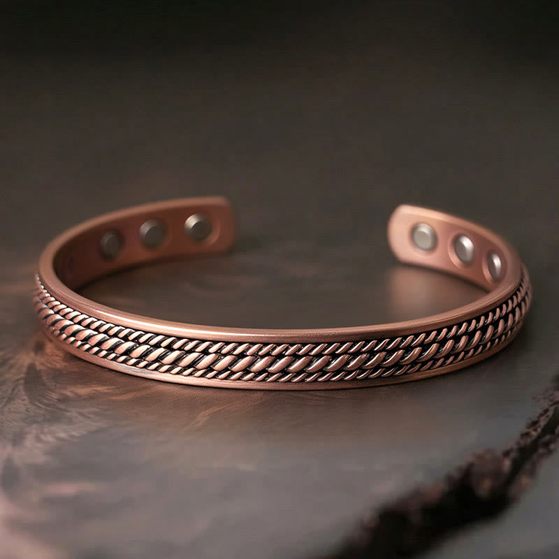 Fortune Jewel Simple Twisted Design Copper Balance Luck Open Cuff Bracelet Bangle - Fortune Jewel