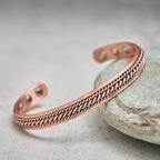 Fortune Jewel Simple Twisted Design Copper Balance Luck Open Cuff Bracelet Bangle - Fortune Jewel
