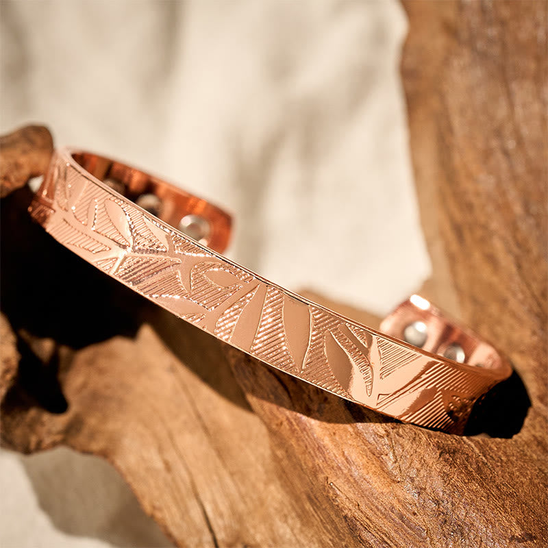 Fortune Jewel Rose Flower Pattern Copper Balance Luck Open Cuff Bracelet Bangle - Fortune Jewel