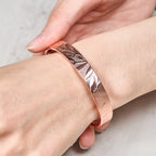 Fortune Jewel Rose Flower Pattern Copper Balance Luck Open Cuff Bracelet Bangle - Fortune Jewel