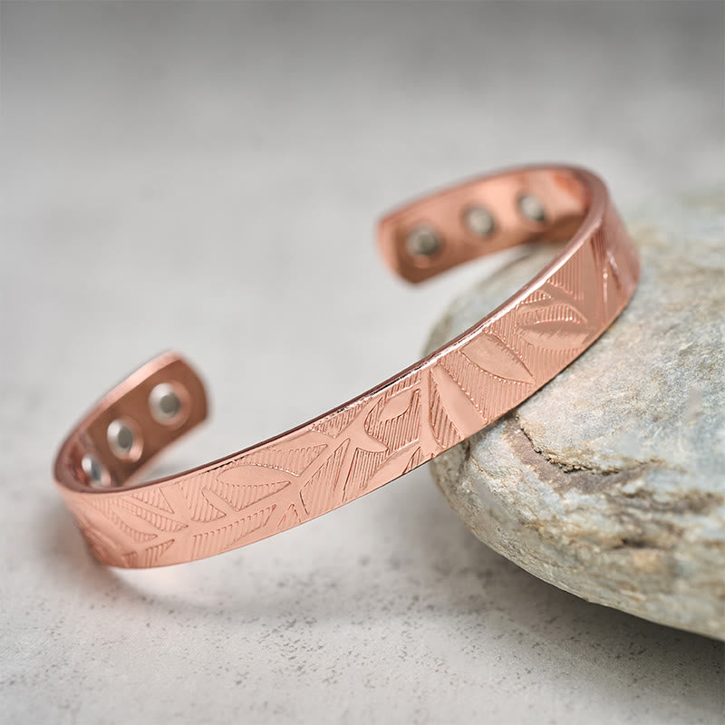 Fortune Jewel Rose Flower Pattern Copper Balance Luck Open Cuff Bracelet Bangle - Fortune Jewel