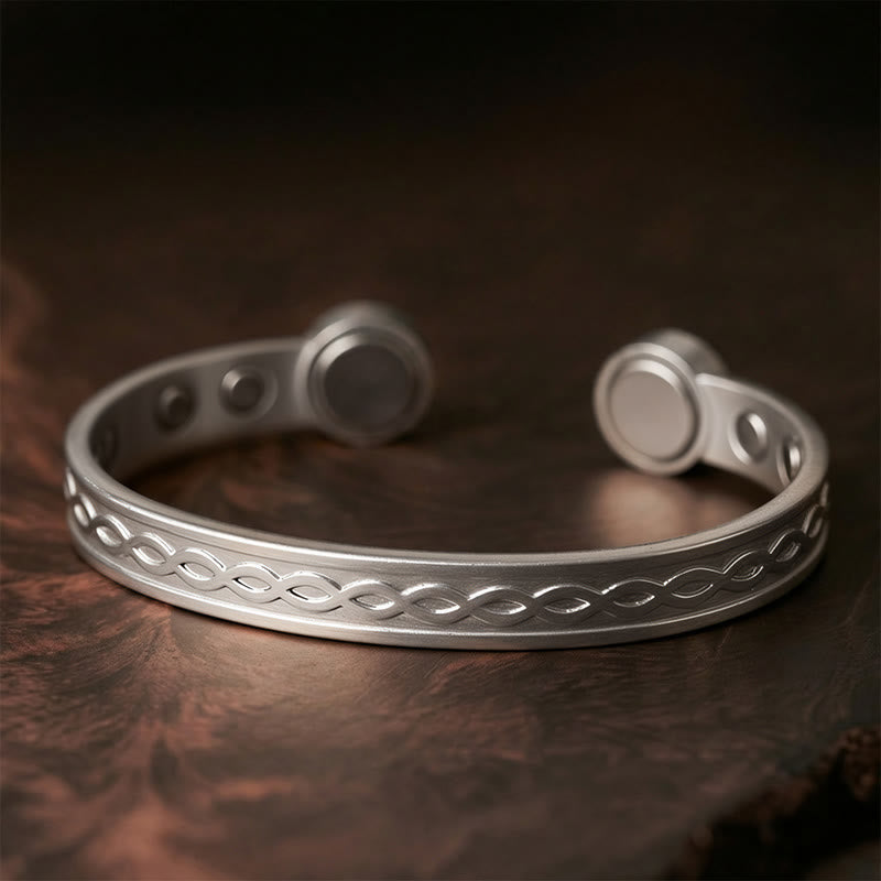 Fortune Jewel Interwoven Loop Pattern Copper Balance Luck Open Cuff Bracelet Bangle - Fortune Jewel