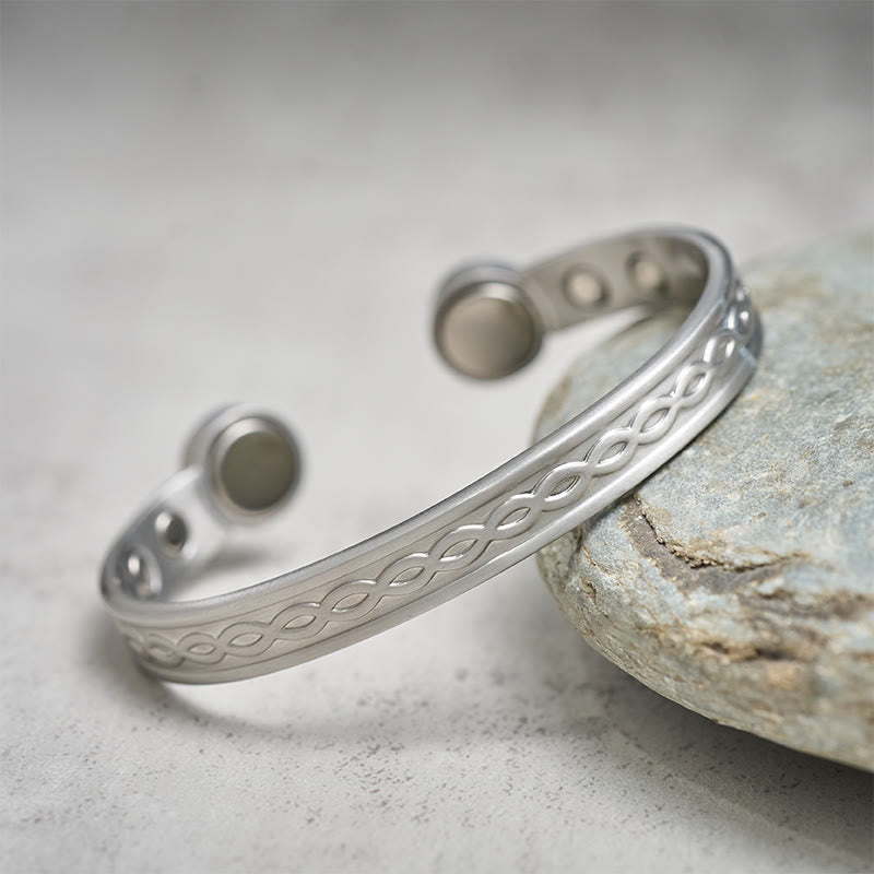 Fortune Jewel Interwoven Loop Pattern Copper Balance Luck Open Cuff Bracelet Bangle - Fortune Jewel