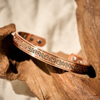 Fortune Jewel Engraved Patterned Copper Balance Open Cuff Bracelet Bangle - Fortune Jewel