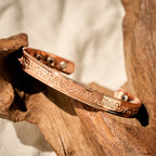 Fortune Jewel Engraved Patterned Copper Balance Open Cuff Bracelet Bangle - Fortune Jewel