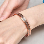 Fortune Jewel Engraved Patterned Copper Balance Open Cuff Bracelet Bangle - Fortune Jewel
