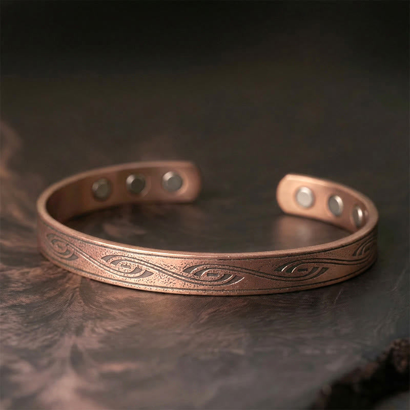 Fortune Jewel Spiral Pattern Copper Balance Open Adjustable Cuff Bracelet Bangle - Fortune Jewel