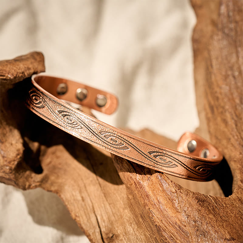 Fortune Jewel Spiral Pattern Copper Balance Open Adjustable Cuff Bracelet Bangle - Fortune Jewel
