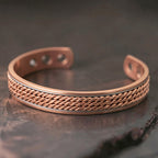 Buddha Stones Braided Design Copper Open Adjustable Balance Cuff Bracelet Bangle - Fortune Jewel