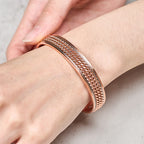Buddha Stones Braided Design Copper Open Adjustable Balance Cuff Bracelet Bangle - Fortune Jewel