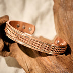 Buddha Stones Braided Design Copper Open Adjustable Balance Cuff Bracelet Bangle - Fortune Jewel