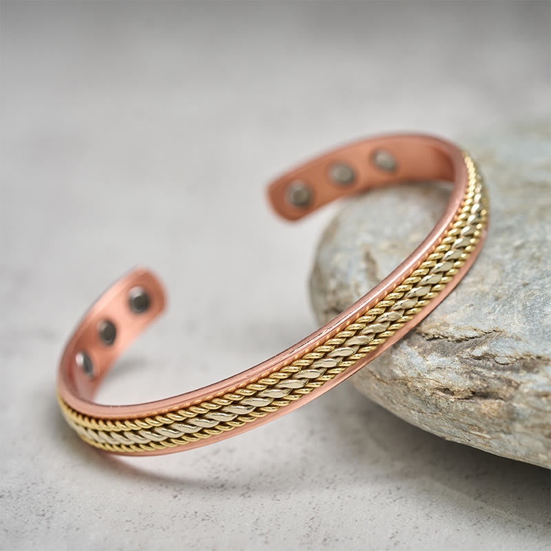 Fortune Jewel Retro Twisted Copper Balance Luck Open Adjustable Cuff Bracelet Bangle - Fortune Jewel