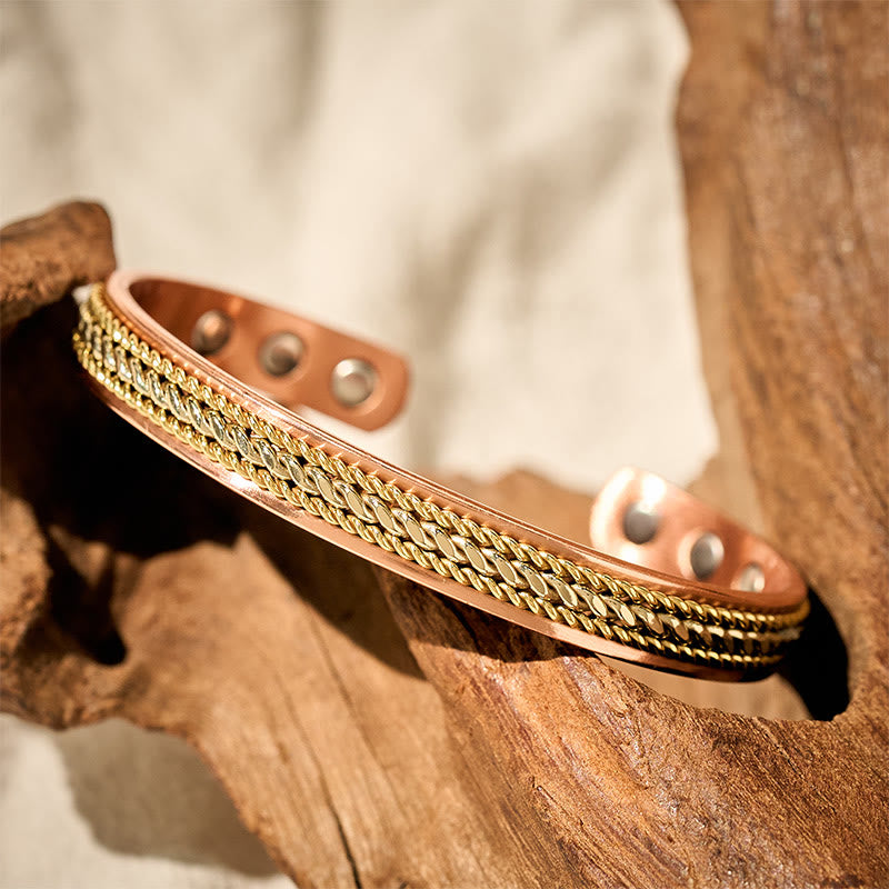 Fortune Jewel Retro Twisted Copper Balance Luck Open Adjustable Cuff Bracelet Bangle - Fortune Jewel