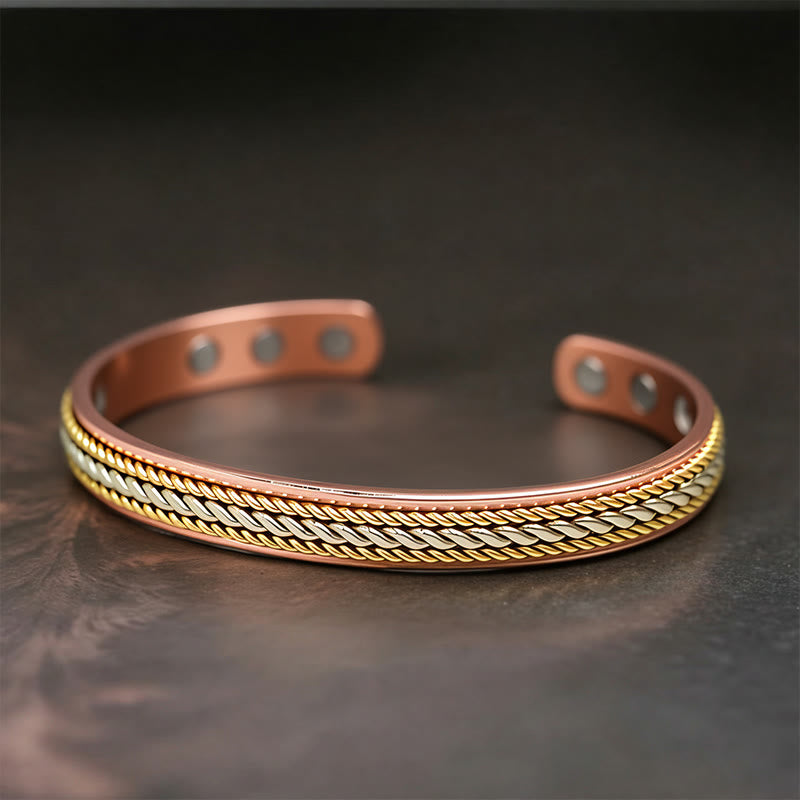 Fortune Jewel Retro Twisted Copper Balance Luck Open Adjustable Cuff Bracelet Bangle - Fortune Jewel