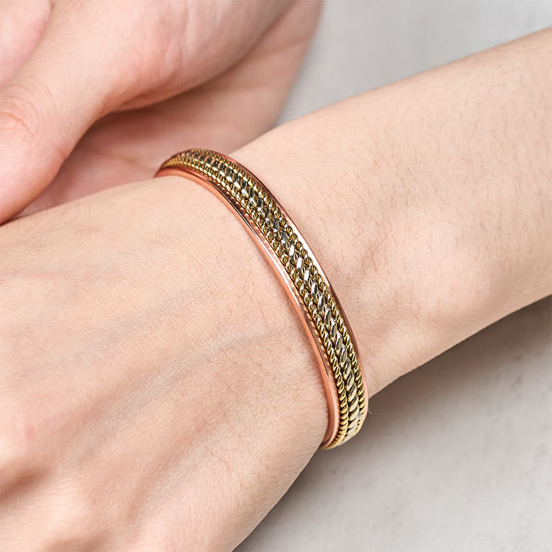 Fortune Jewel Retro Twisted Copper Balance Luck Open Adjustable Cuff Bracelet Bangle - Fortune Jewel