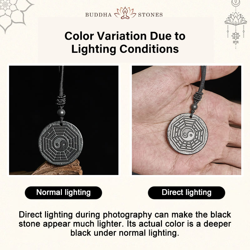 Fortune Jewel Authentic Shungite Stone Yin Yang Bagua Protection Necklace Pendant - Fortune Jewel