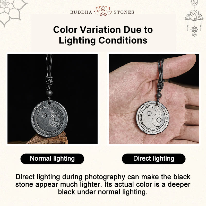 Fortune Jewel Natural Authentic Shungite Stone Carved Yin Yang Protection Necklace Pendant - Fortune Jewel