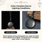 Buddha Stones Geometric Round Authentic Shungite Stone Rope Inner Strength Necklace Pendant - Fortune Jewel