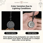 Fortune Jewel Moon Star Round Design Authentic Shungite Stone Protection Necklace Pendant - Fortune Jewel