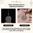 Fortune Jewel Flower of Life Carving Design Authentic Shungite Stone Protection Necklace Pendant - Fortune Jewel
