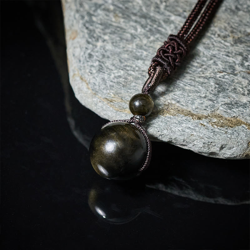 Fortune Jewel Tiger's Eye Silver Sheen Obsidian Gold Sheen Obsidian Rainbow Obsidian Positive Necklace Pendant - Fortune Jewel