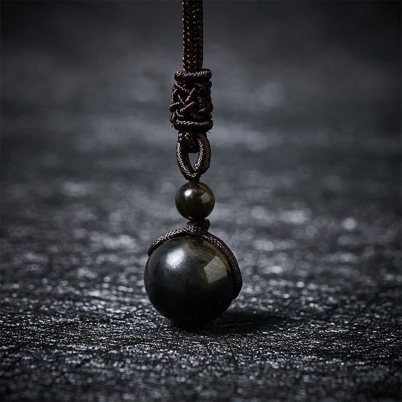 Fortune Jewel Tiger's Eye Silver Sheen Obsidian Gold Sheen Obsidian Rainbow Obsidian Positive Necklace Pendant - Fortune Jewel