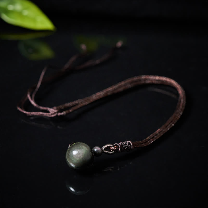 Fortune Jewel Tiger's Eye Silver Sheen Obsidian Gold Sheen Obsidian Rainbow Obsidian Positive Necklace Pendant - Fortune Jewel