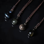 Fortune Jewel Tiger's Eye Silver Sheen Obsidian Gold Sheen Obsidian Rainbow Obsidian Positive Necklace Pendant - Fortune Jewel