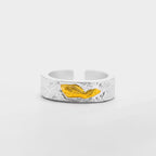 Buddha Stones 999 Sterling Silver 999 Gold Koi Fish Auspicious Clouds Luck Ring - Fortune Jewel