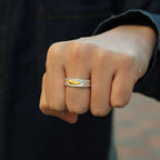 Buddha Stones 999 Sterling Silver 999 Gold Koi Fish Auspicious Clouds Luck Ring - Fortune Jewel