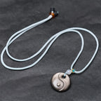 Fortune Jewel Silver Sheen Obsidian Yin Yang Symbol Protection Necklace Pendant - Fortune Jewel