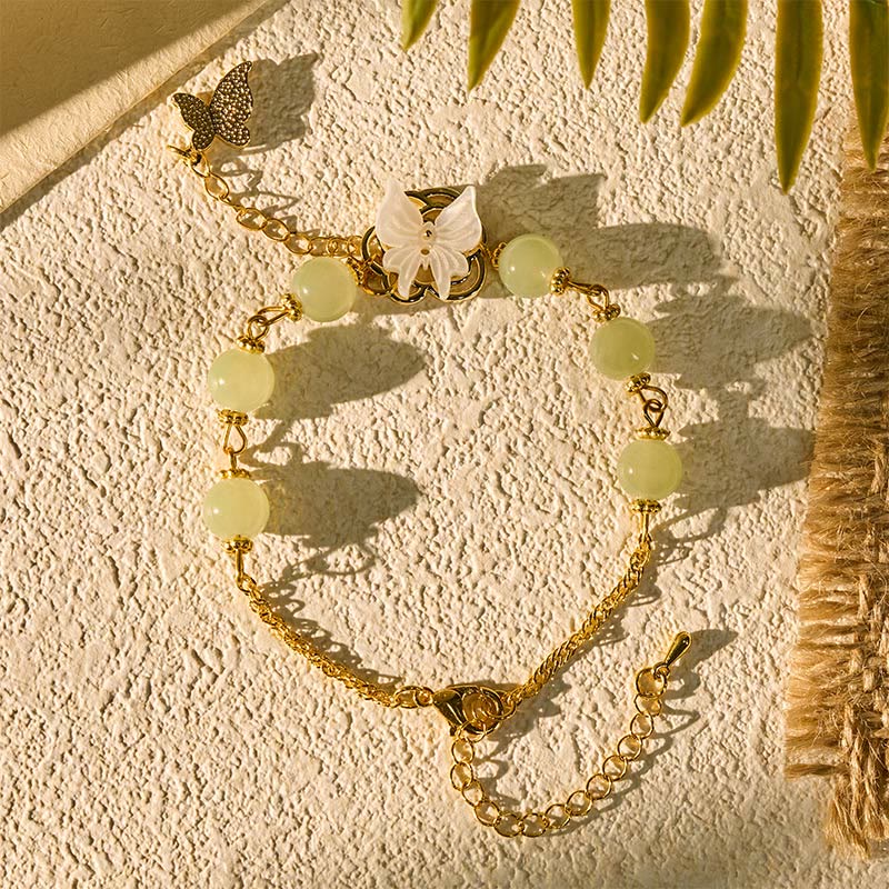 Fortune Jewel Liuli Glass Bead Butterfly Blessing Love Bracelet - Fortune Jewel