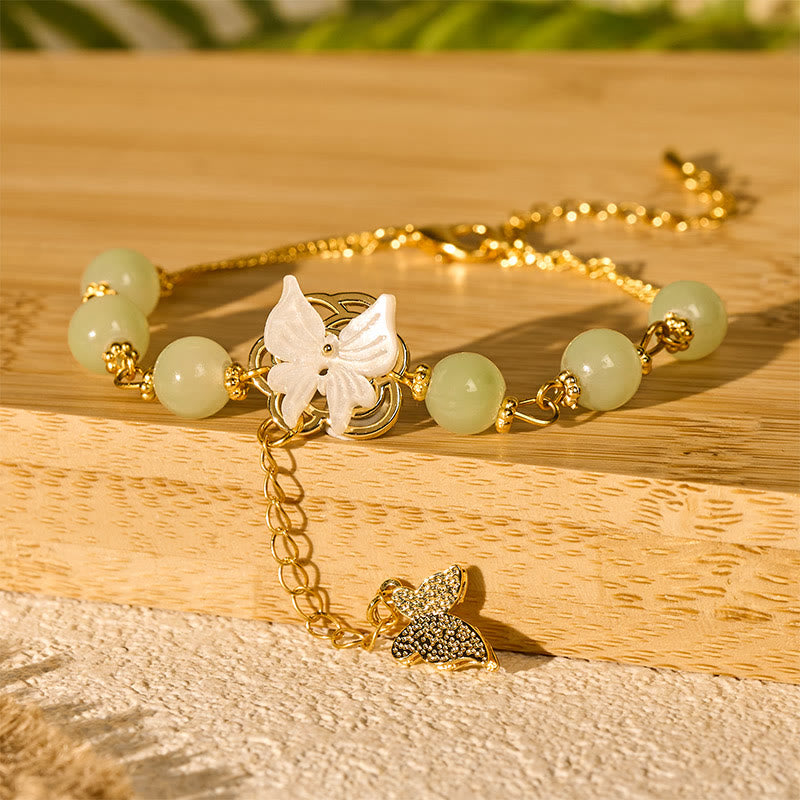 Fortune Jewel Liuli Glass Bead Butterfly Blessing Love Bracelet - Fortune Jewel