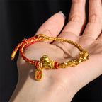 Buddha Stones Year Of The Horse Red String Five-Emperor Coins Luck Bracelet - Fortune Jewel